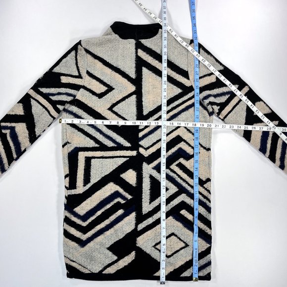 Lucky Brand Intarsia Knit Cardigan Waterfall Drape Open Front Boho Shawl Sweater - Picture 14 of 16